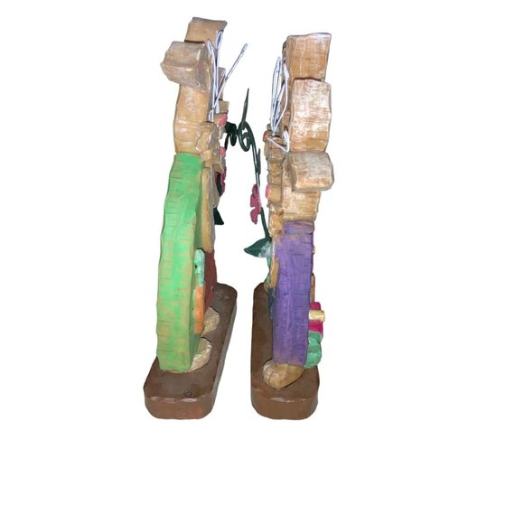 Easter Bunny Rabbit Carved Wood Look Decor Set of Two - Picture 4 of 11